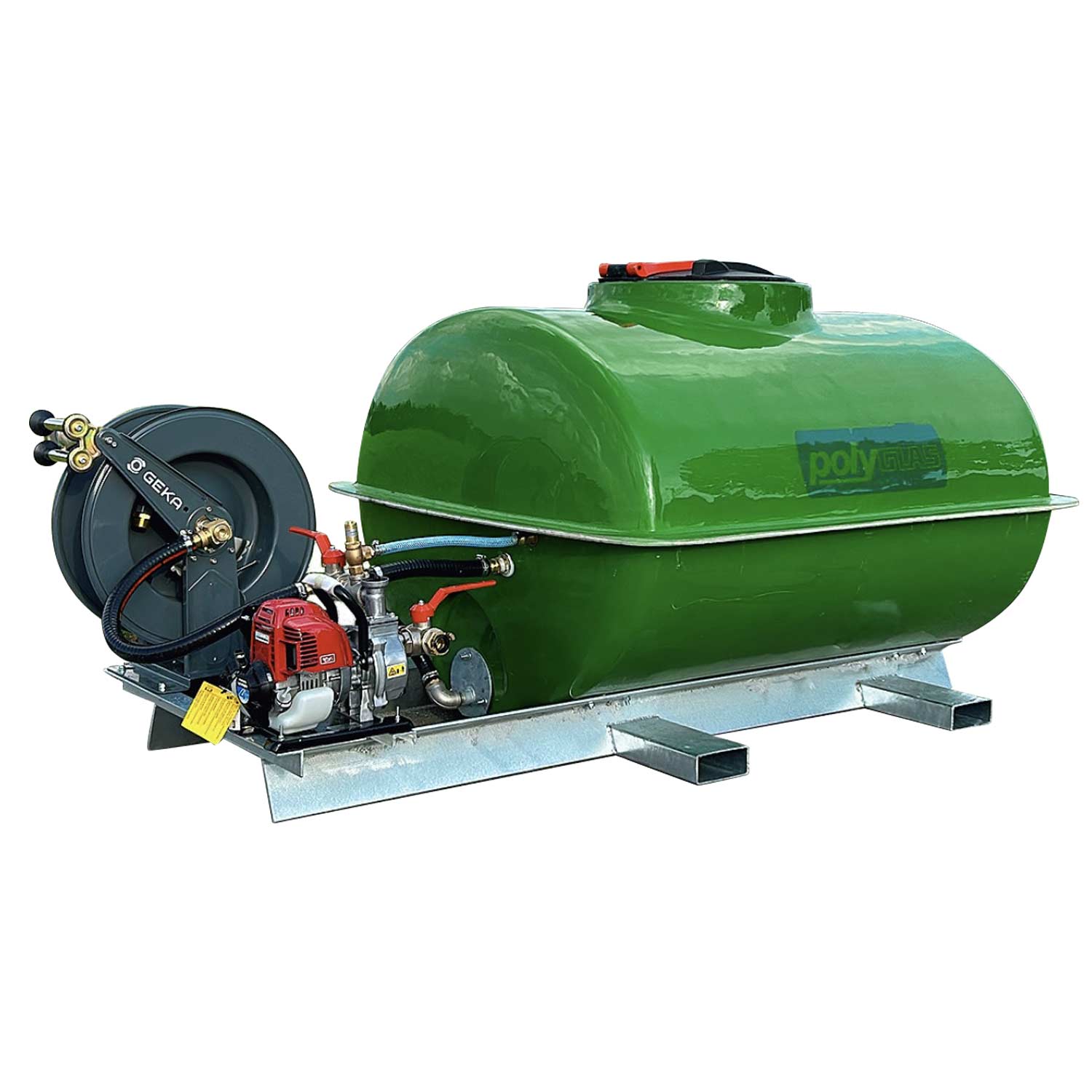 GFK-Bewässerungsfass 1000 Expert +, Stahlkufen, grün - Polyglas BW01000-EA