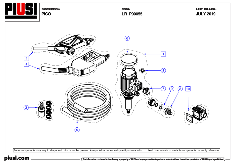 Teilezeichnung Piusi Dieselpumpe Pico