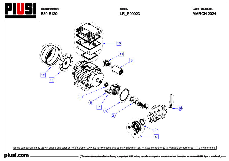 Teilezeichnung Piusi Dieselpumpe E80 - E120